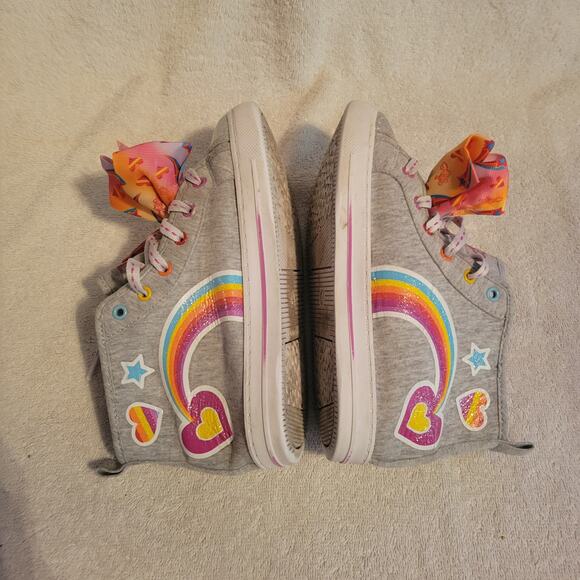 Jojo Siwa Grey Rainbow Ribbon Shoes High Top Sneakers Shoes Youth Size 4 - Picture 6 of 8